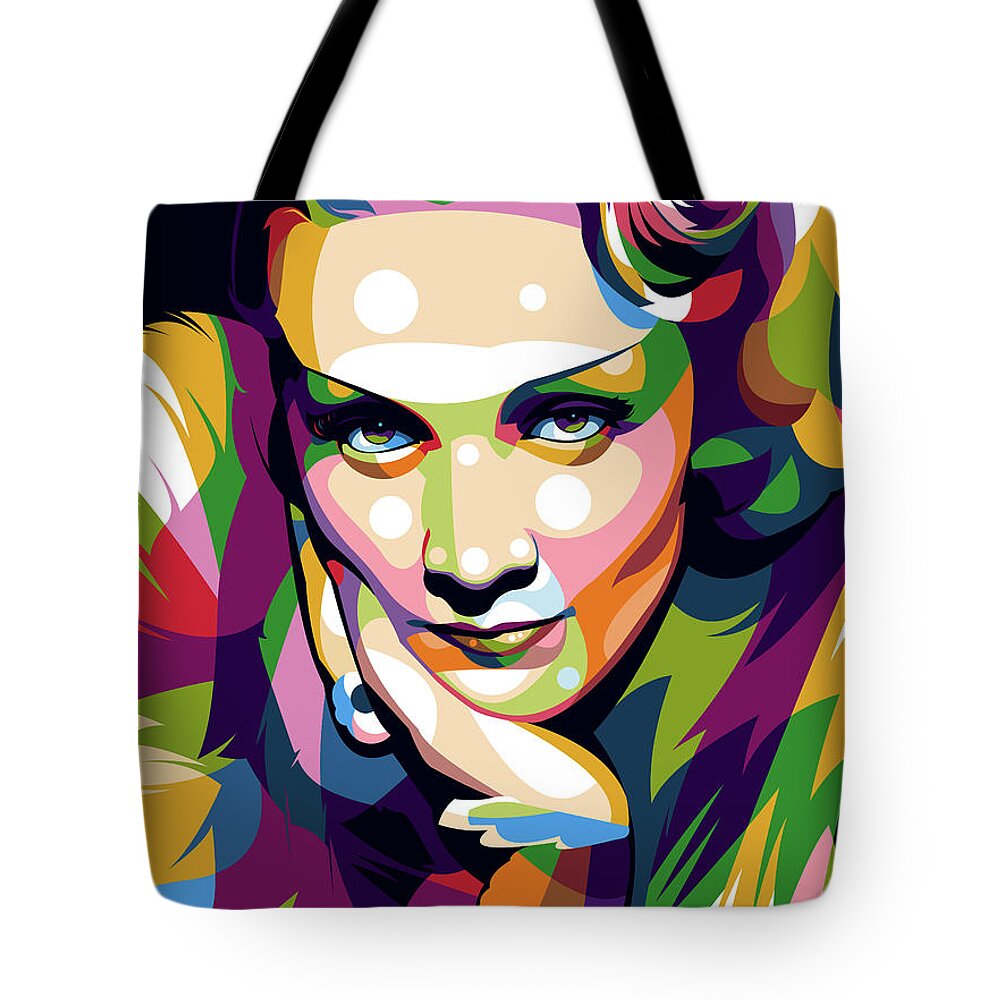 Marlene Dietrich Tote Bag featuring the digital art Marlene Dietrich by Movie World Posters