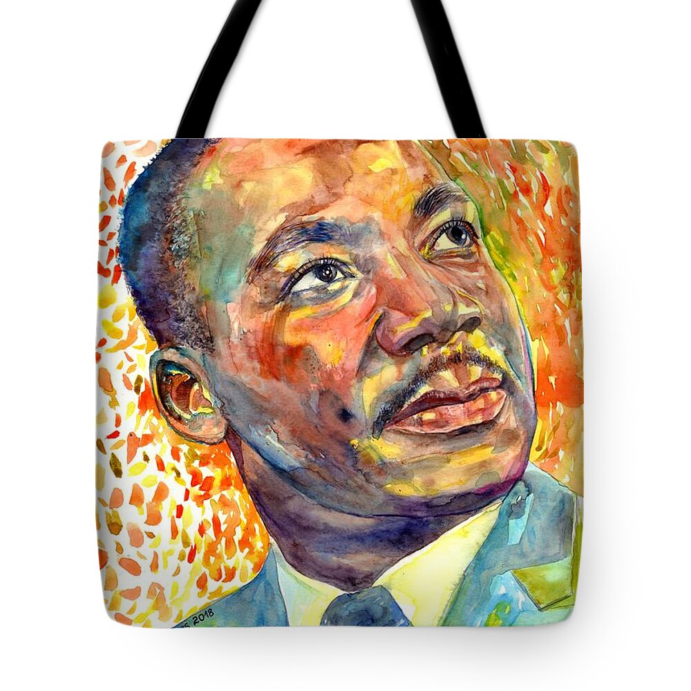 Martin Luther King Jr Tote Bag featuring the painting Martin Luther King Jr portrait by Suzann Sines
