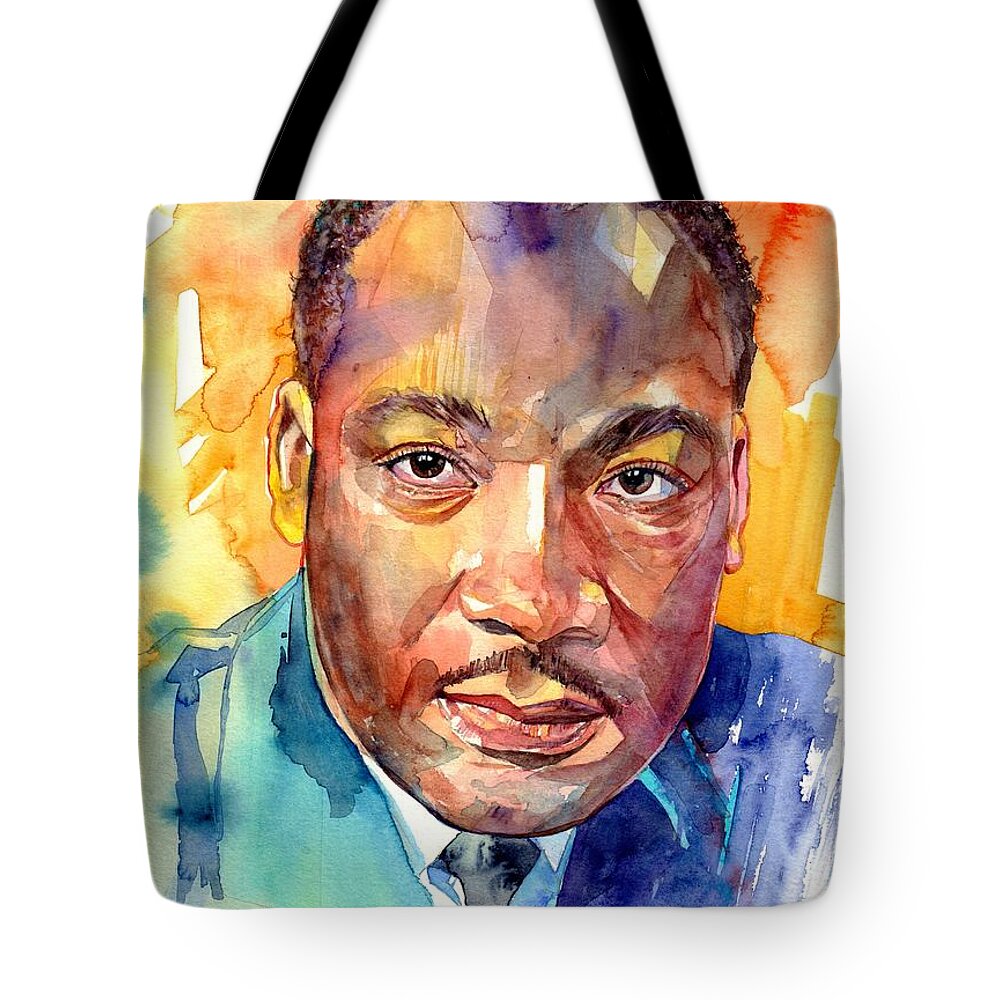 Martin Luther King Jr Tote Bag featuring the painting Martin Luther King Jr Watercolor by Suzann Sines