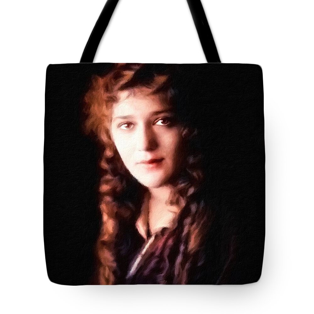 Mary Pickford Tote Bag featuring the painting Mary Pickford, portrait by Vincent Monozlay