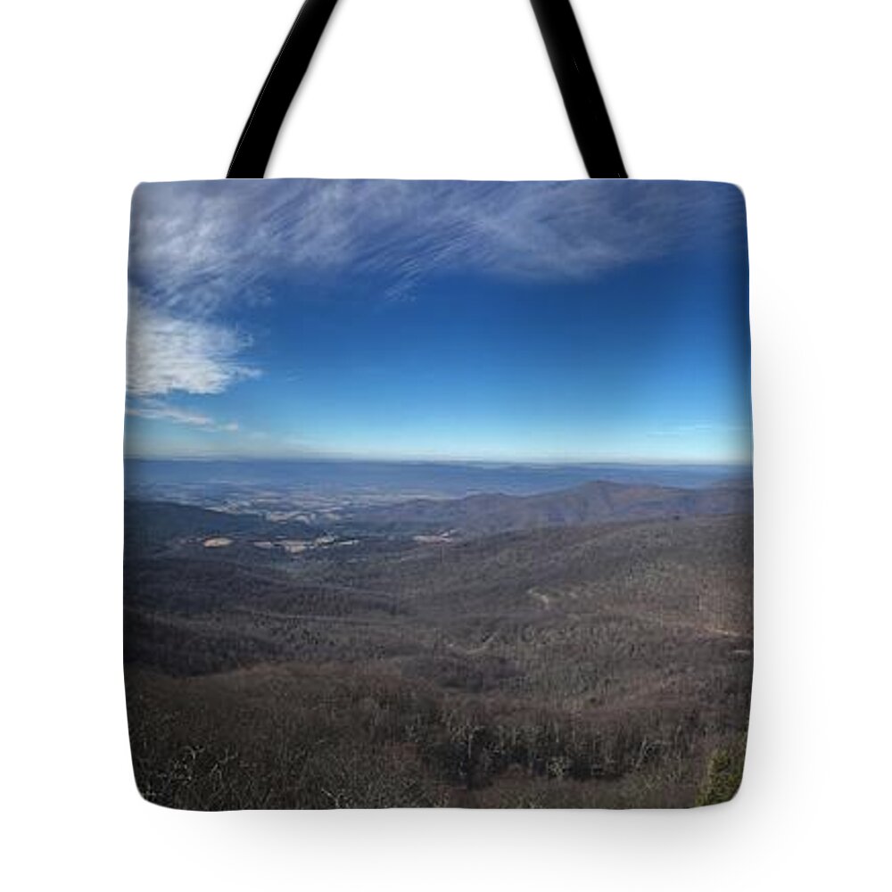 Mary's Rock Tote Bag featuring the photograph Mary's Rock Overlook Panorama by Natural Vista Photo
