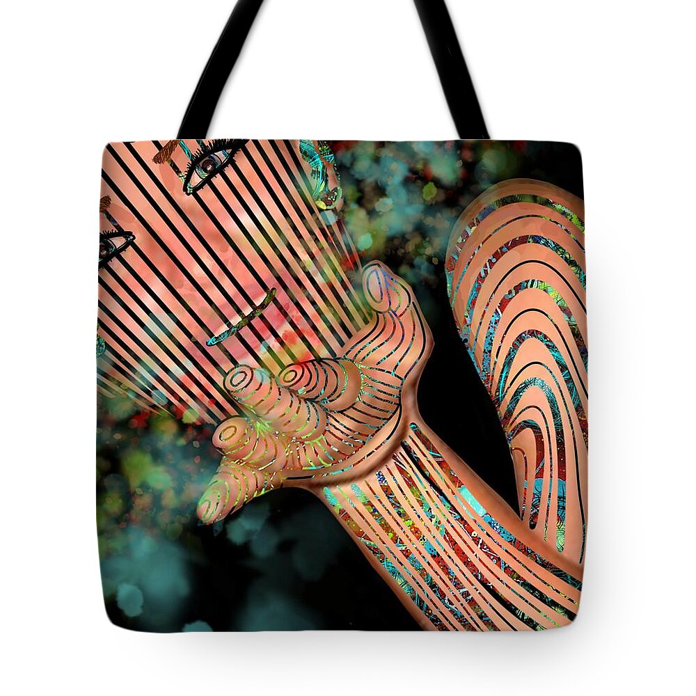 Mask Tote Bag featuring the mixed media Mask Fairy Dust by Joan Stratton