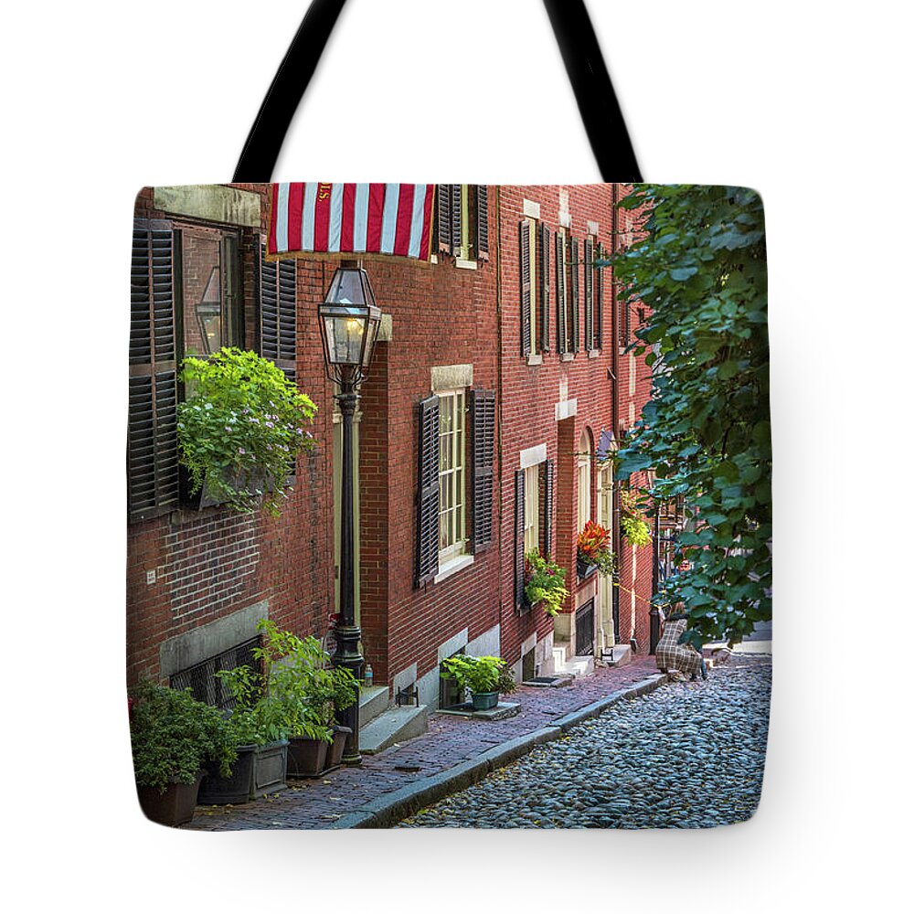 Estock Tote Bag featuring the digital art Massachusetts, Boston, Acorn Street View by Claudia Uripos
