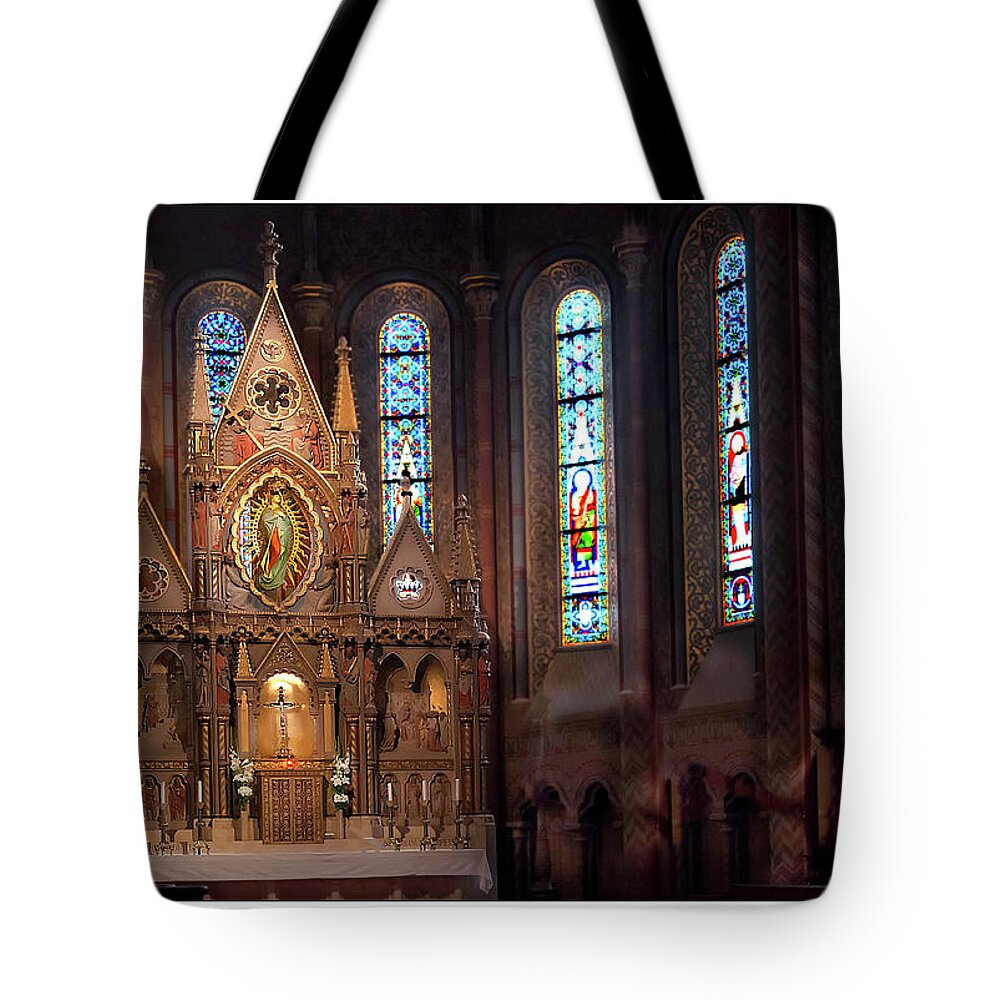 Altar Tote Bag featuring the photograph Matyas Church Altar in Budapest by Peggy Dietz