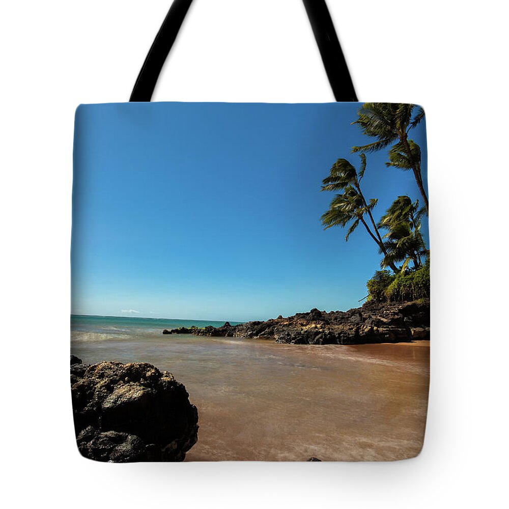 Beach Cove Tote Bag featuring the photograph Maui private beach by Chris Spencer