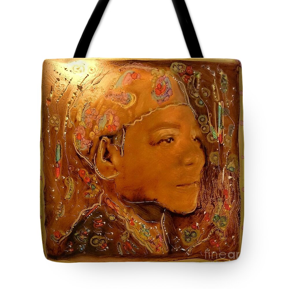 Maya Angelou Omen Wisdom. Dignity Global Poet Poetry Tote Bag featuring the painting Maya Angelou by FeatherStone Studio Julie A Miller