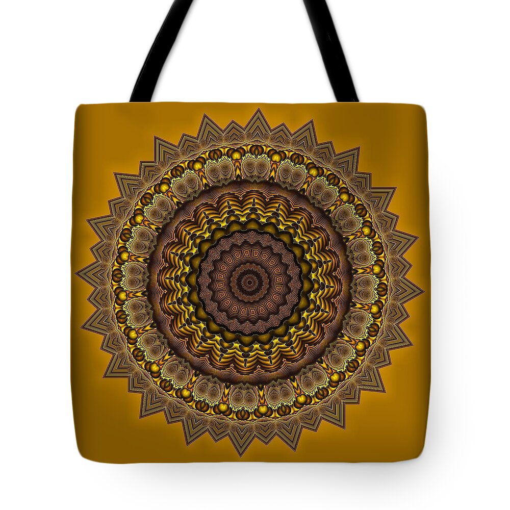  Tote Bag featuring the digital art Mayan Courtyard 33 Gold by Doug Morgan