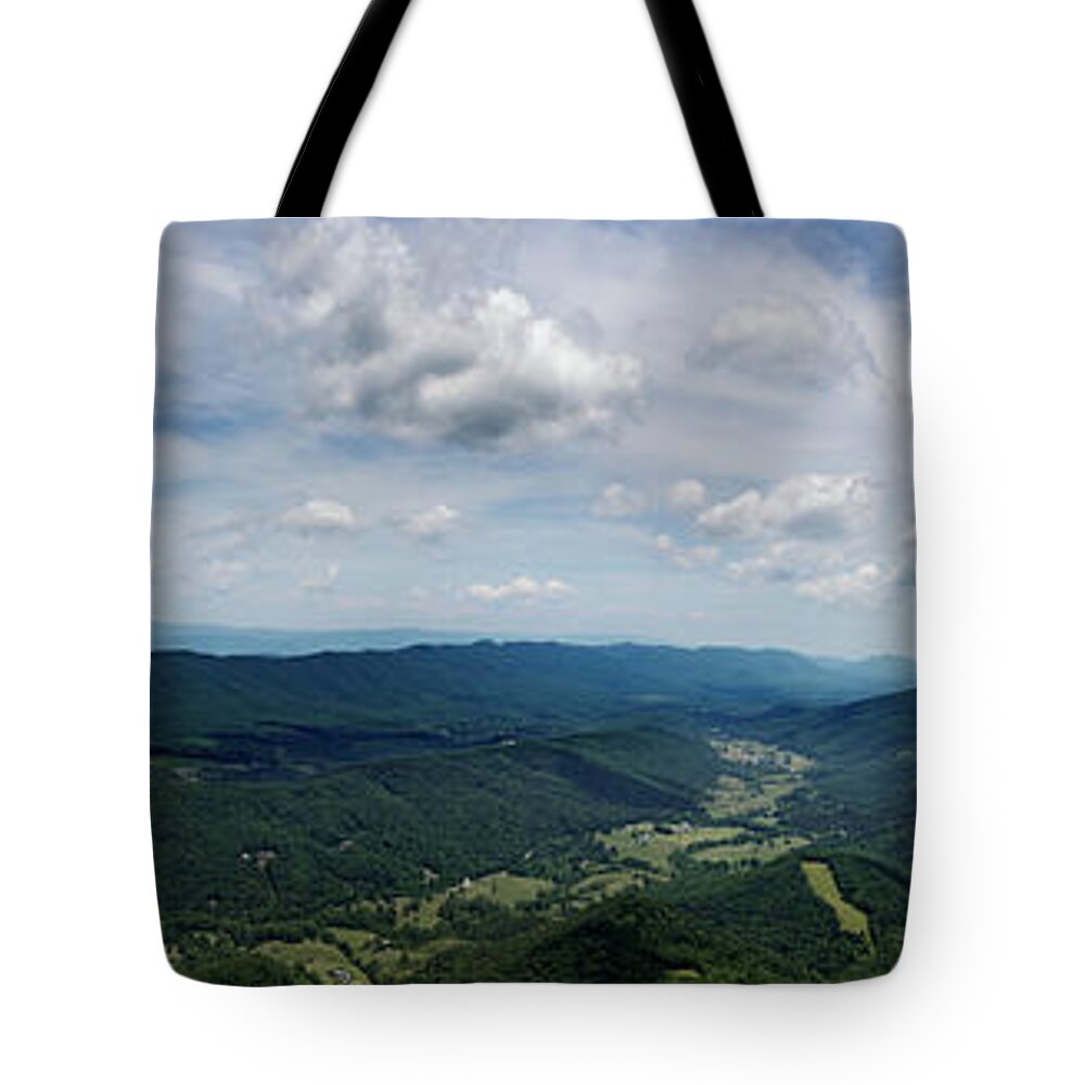 Appalachian Trail Tote Bag featuring the photograph McAfee Knob Panorama by Natural Vista Photo - Matt Sexton