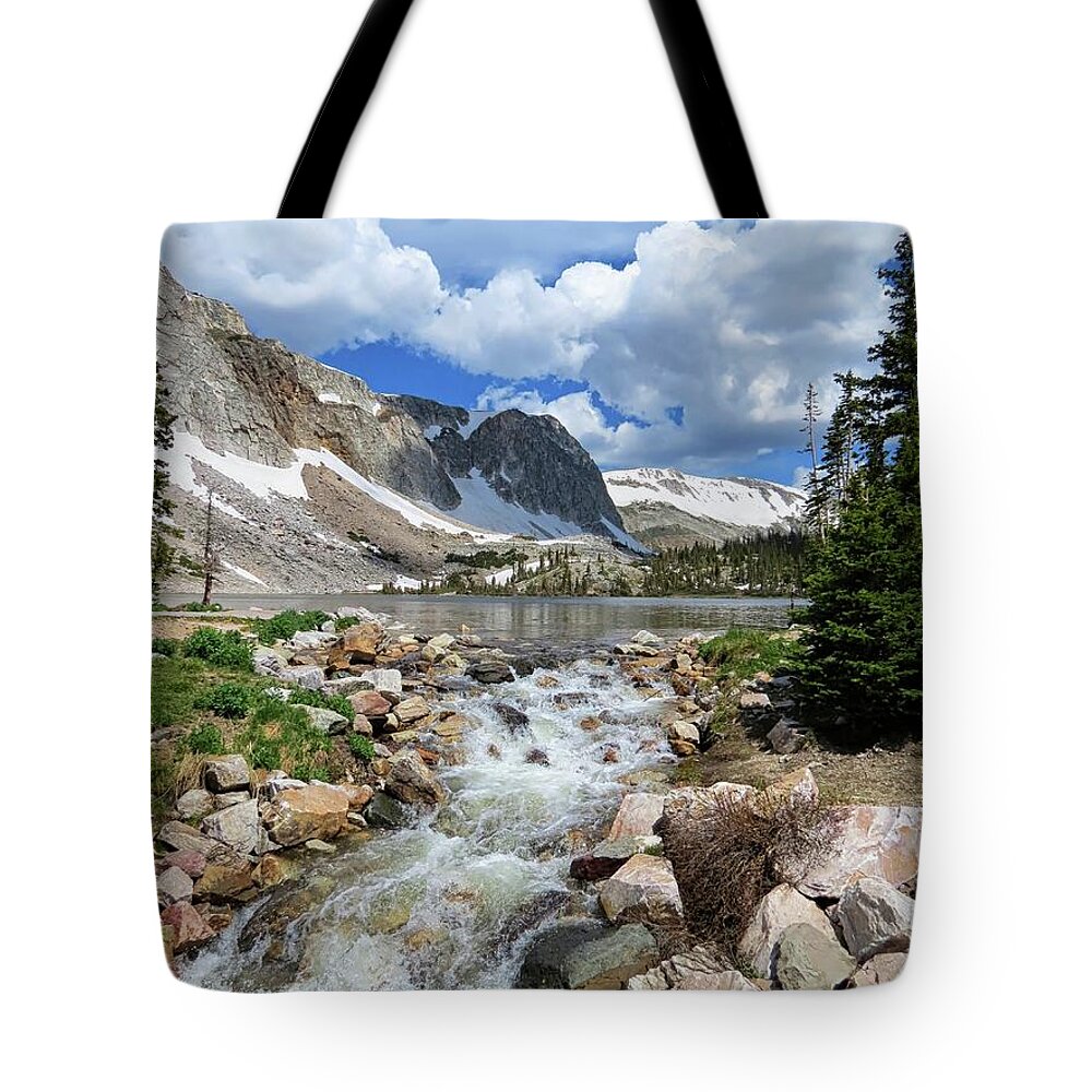 Medicine Bow Tote Bag featuring the photograph Medicine Bow Waterfall by Connor Beekman