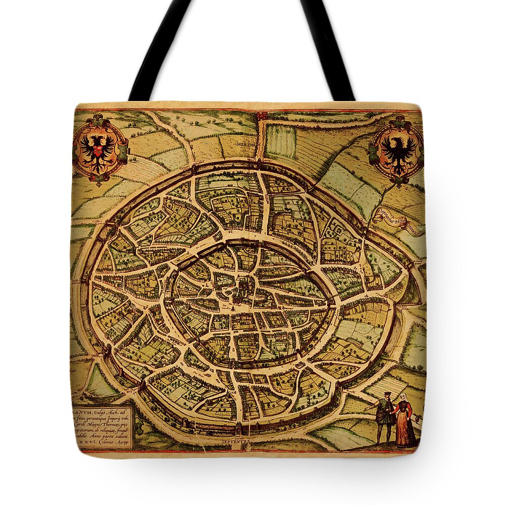 Engraving Tote Bag featuring the digital art Medieval Maps And Illustrations I View by Nicoolay