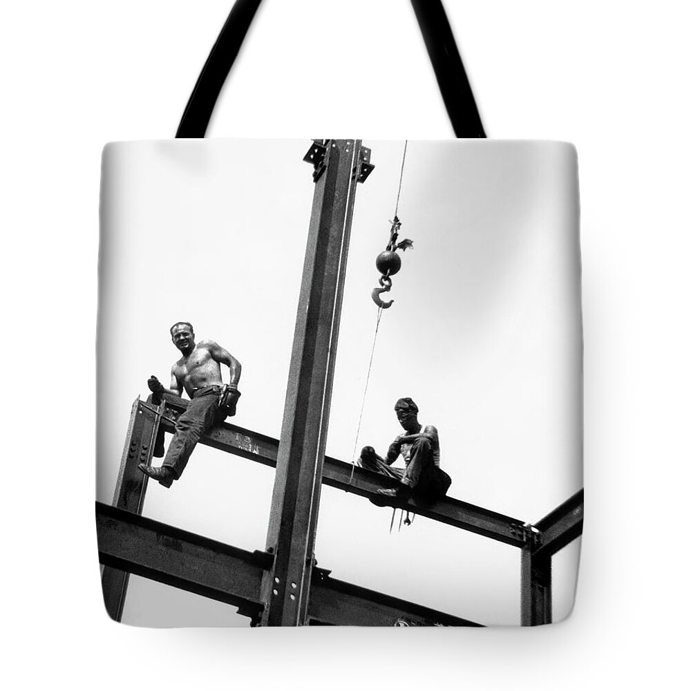 1950-1959 Tote Bag featuring the photograph Men At Construction Site by George Marks