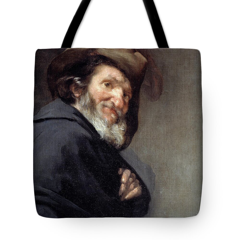 Menippus Tote Bag featuring the painting Menippus, Greek Poet And Philosopher Of The Cynical School by Diego Rodriguez De Silva Y Velazquez