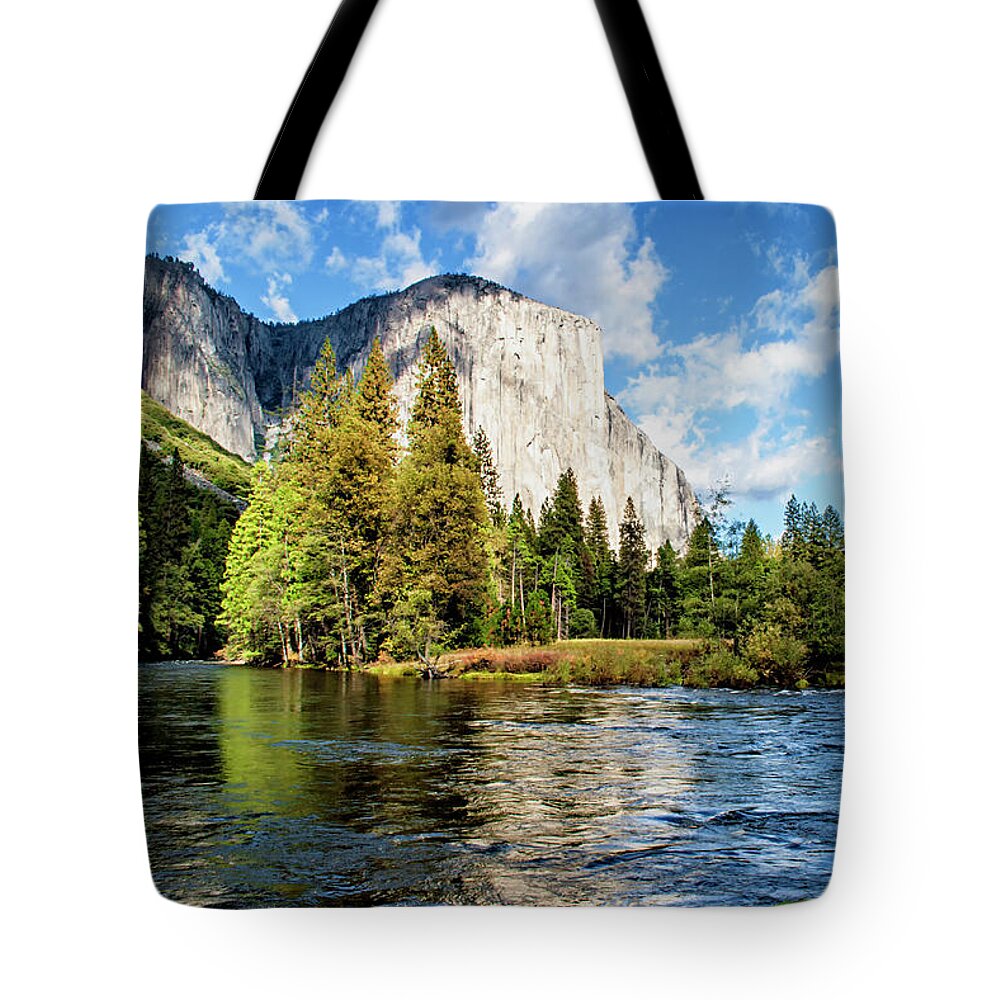 Merced River At Yosemite Tote Bag featuring the photograph Merced River at Yosemite Canvas Print,Photographic Print,Art Print,Framed Print,Iphone Case, by David Millenheft