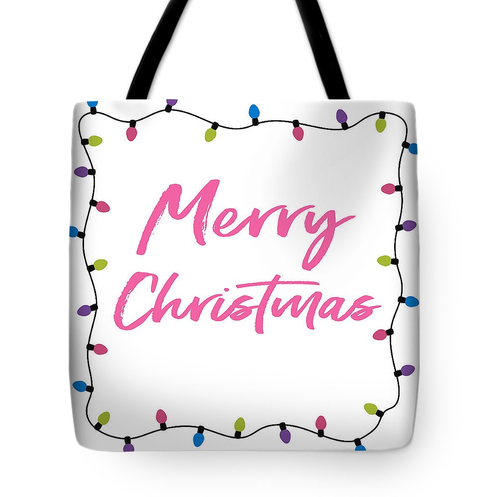 Merry Christmas Tote Bag featuring the digital art Merry Christmas Lights- Art by Linda Woods by Linda Woods