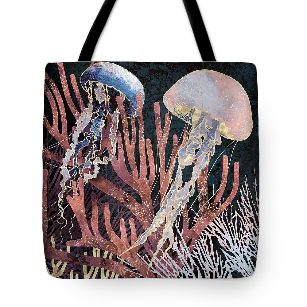 Coral Tote Bag featuring the digital art Metallic Coral by Spacefrog Designs