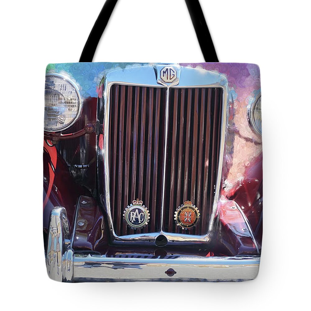 Car Tote Bag featuring the photograph MG Roadster Front End by Cathy Anderson