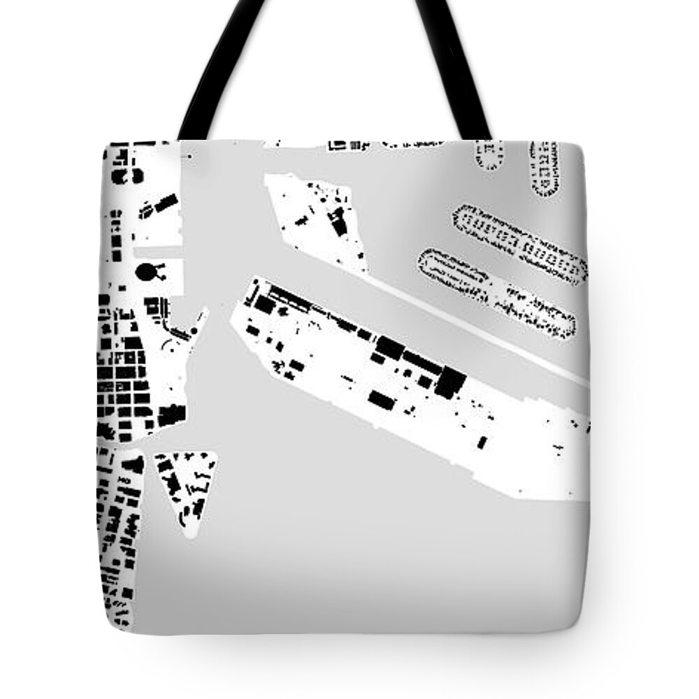 City Tote Bag featuring the digital art Miami building map by Christian Pauschert