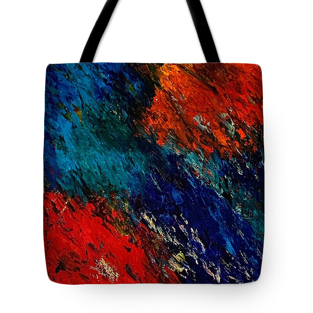 Abstract Painting Tote Bag featuring the painting Miami Colors by Raji Musinipally