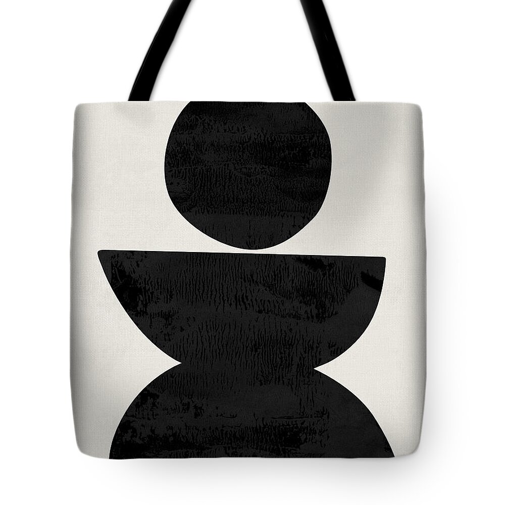 Black And White Tote Bag featuring the mixed media Mid Century Abstract II by Naxart Studio
