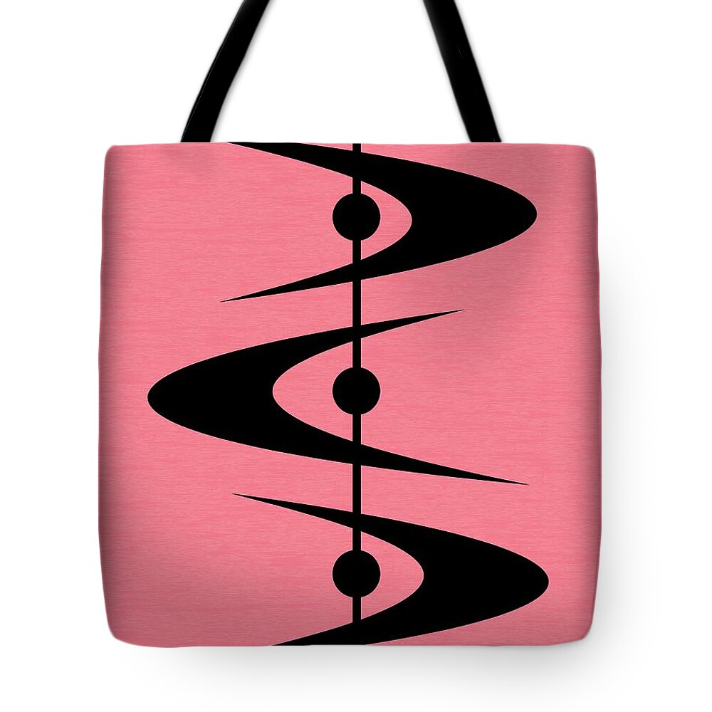  Tote Bag featuring the digital art Mid Century Shapes 3 in Pink by Donna Mibus