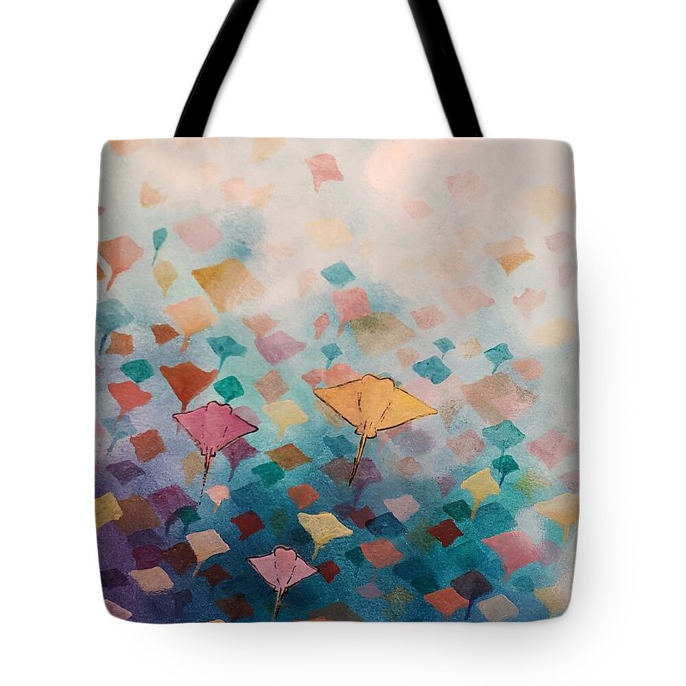 Stingray Migration Tote Bag featuring the painting Migration by Stephanie Hollingsworth
