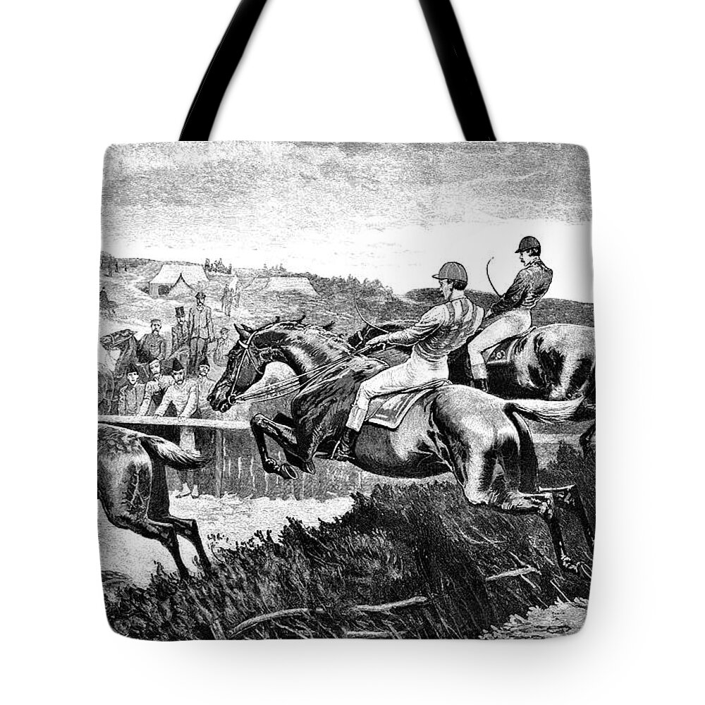 Event Tote Bag featuring the digital art Military Steeplechase Victorian by Whitemay