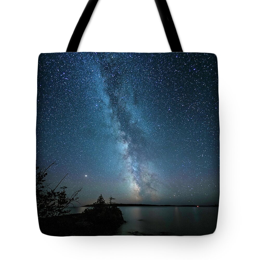  Tote Bag featuring the photograph Milky Way as seem from Isle Royale National Park by Nick Noble