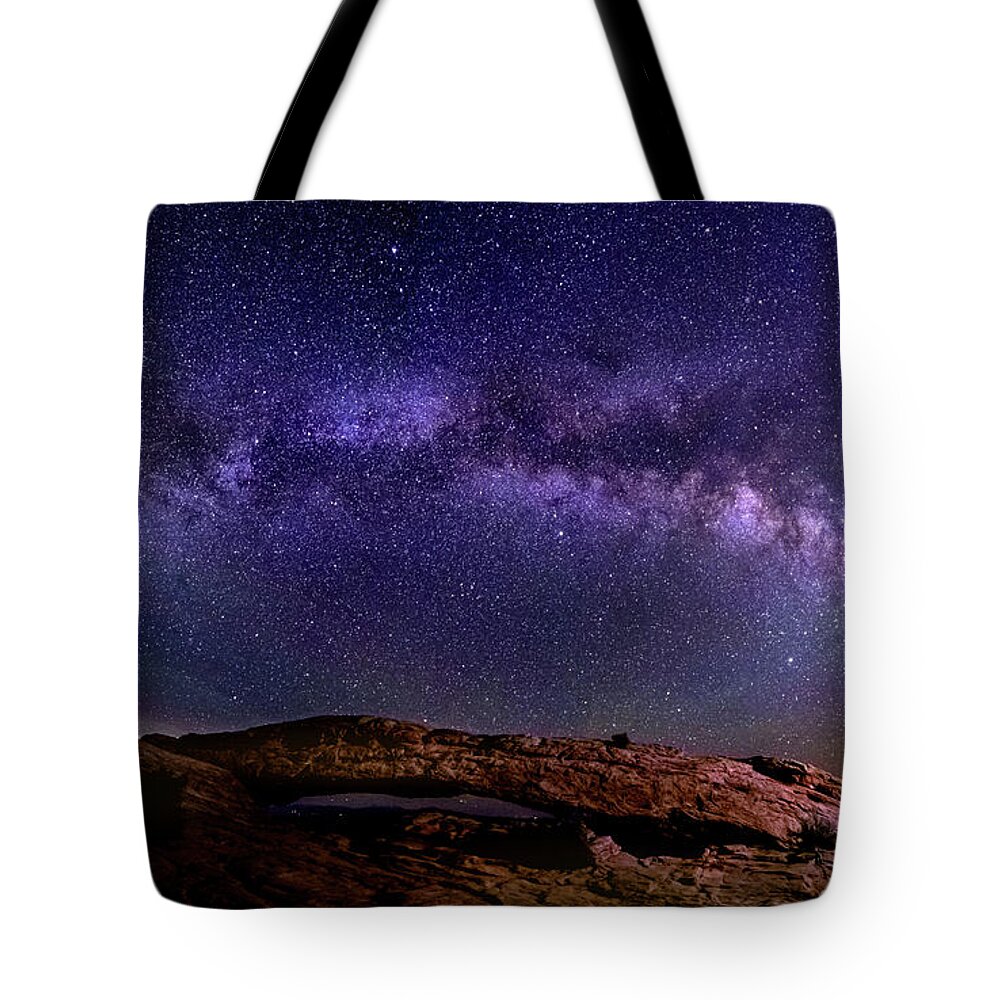 Mesa Tote Bag featuring the photograph Milky Way at Mesa Arch by Kenneth Everett