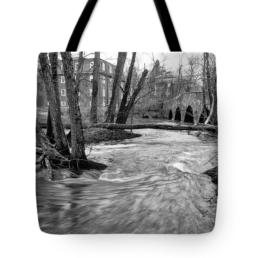 New Jersey Tote Bag featuring the photograph Millstone River and Mill and Bridge at Kingston by Steven Richman