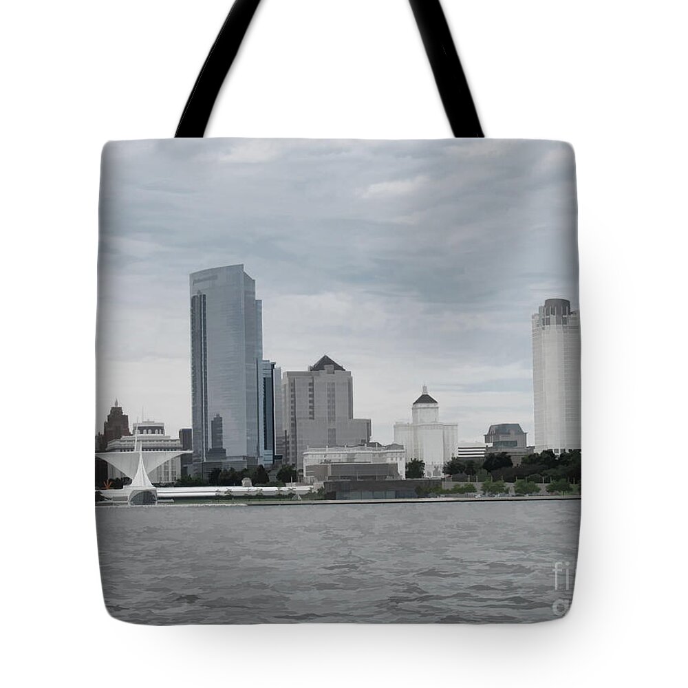 Lake Michigan Tote Bag featuring the photograph Milwaukee from the Water Two by Roberta Byram