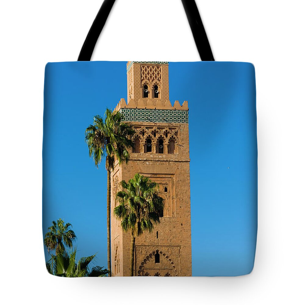 Tranquility Tote Bag featuring the photograph Minaret Of The Koutoubia Mosque by Nico Tondini