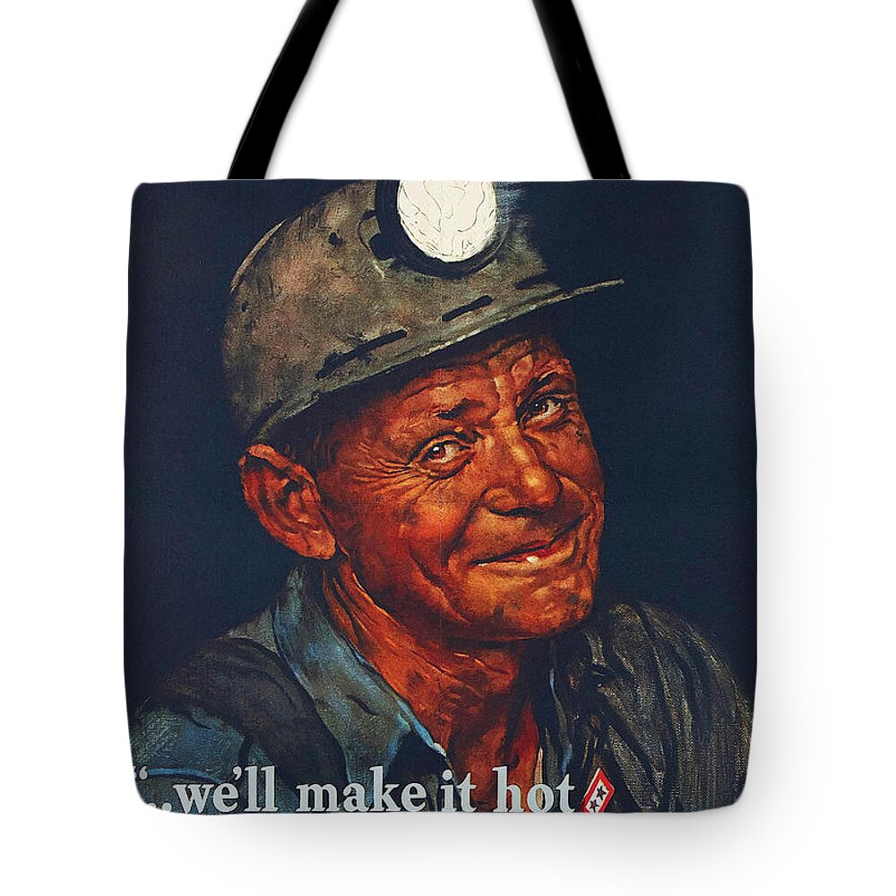 Coal Tote Bag featuring the painting Mine America's Coal by Norman Rockwell