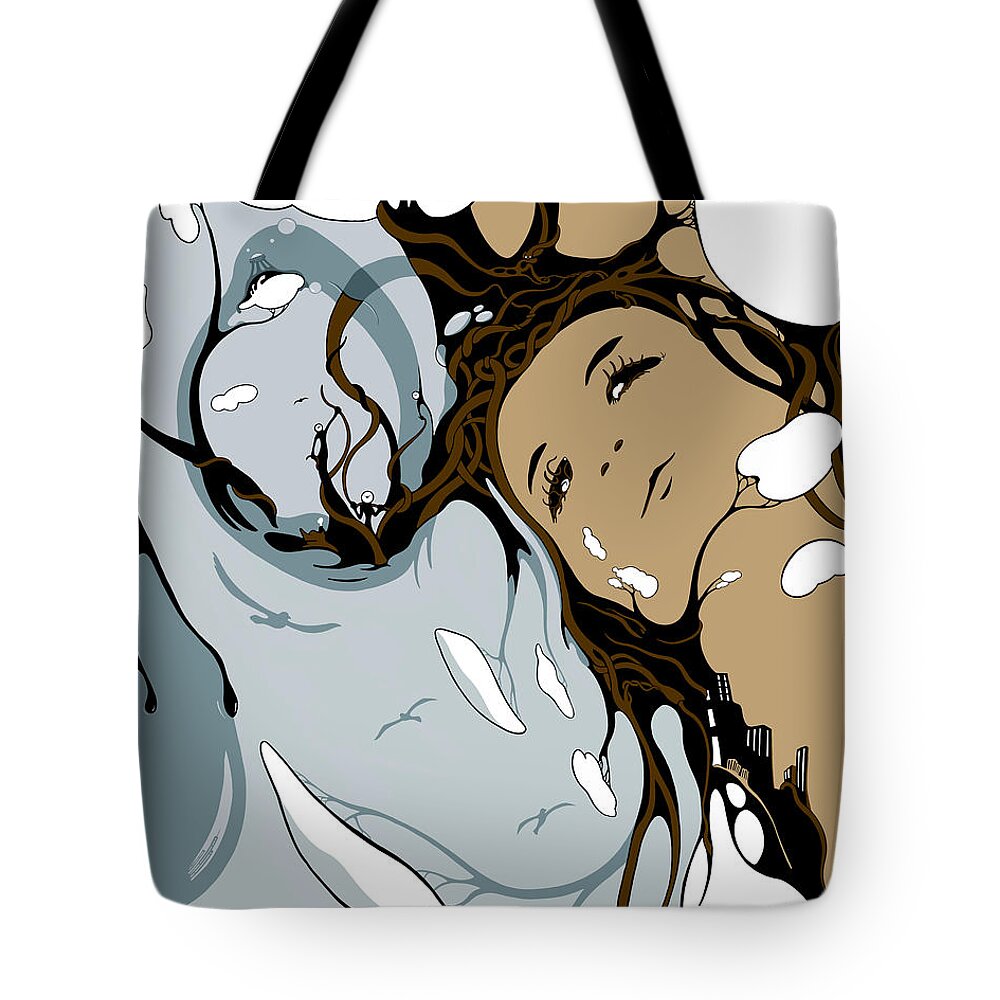 Female Tote Bag featuring the drawing Miner's Daughter by Craig Tilley