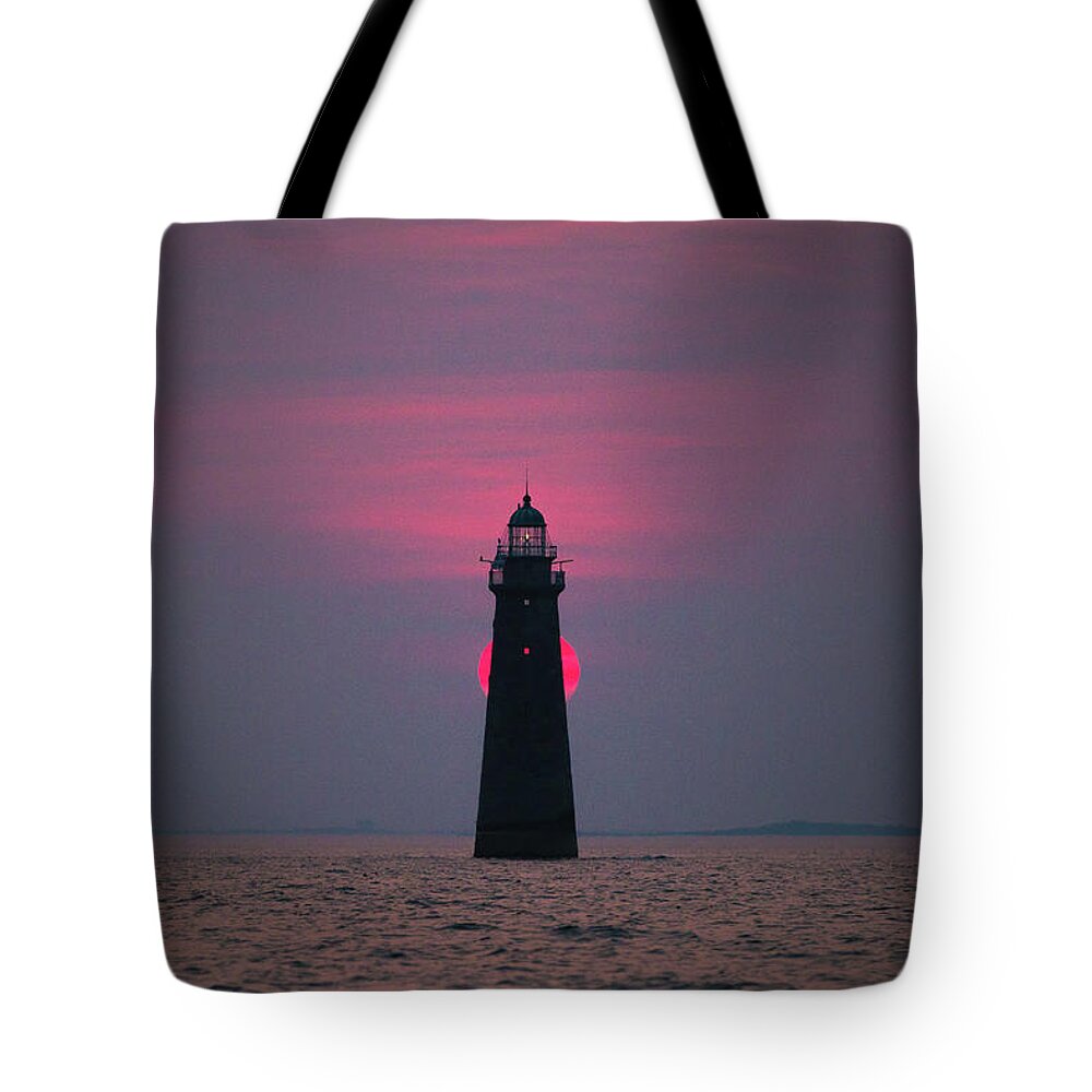 Sunset Tote Bag featuring the photograph Minot Light Sunset by Ann-Marie Rollo