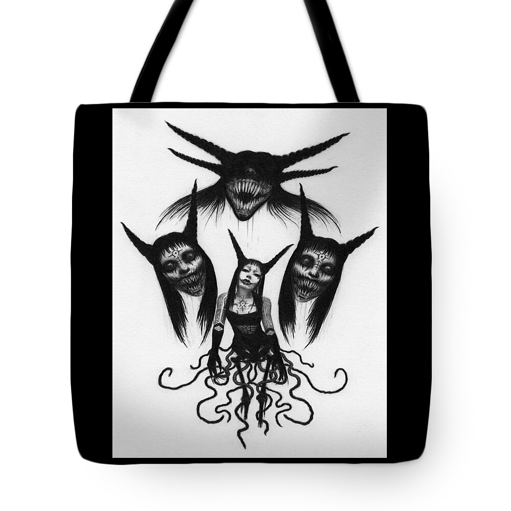 Horror Tote Bag featuring the drawing Miss Carnivorous - Artwork by Ryan Nieves