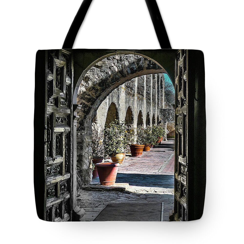 Mission San Jose Tote Bag featuring the photograph Mission San Jose View by David Meznarich