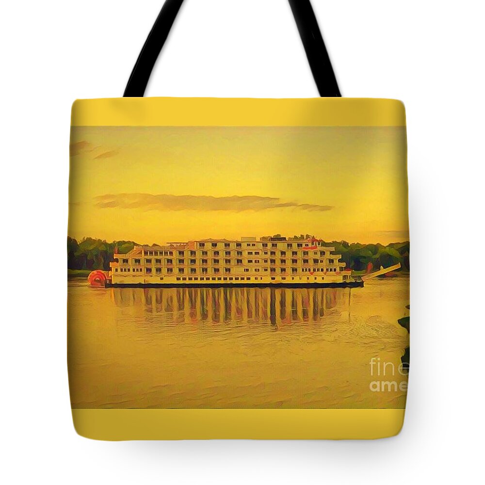 Mississippi River Tote Bag featuring the painting American Queen by Leo and Marilyn Smith