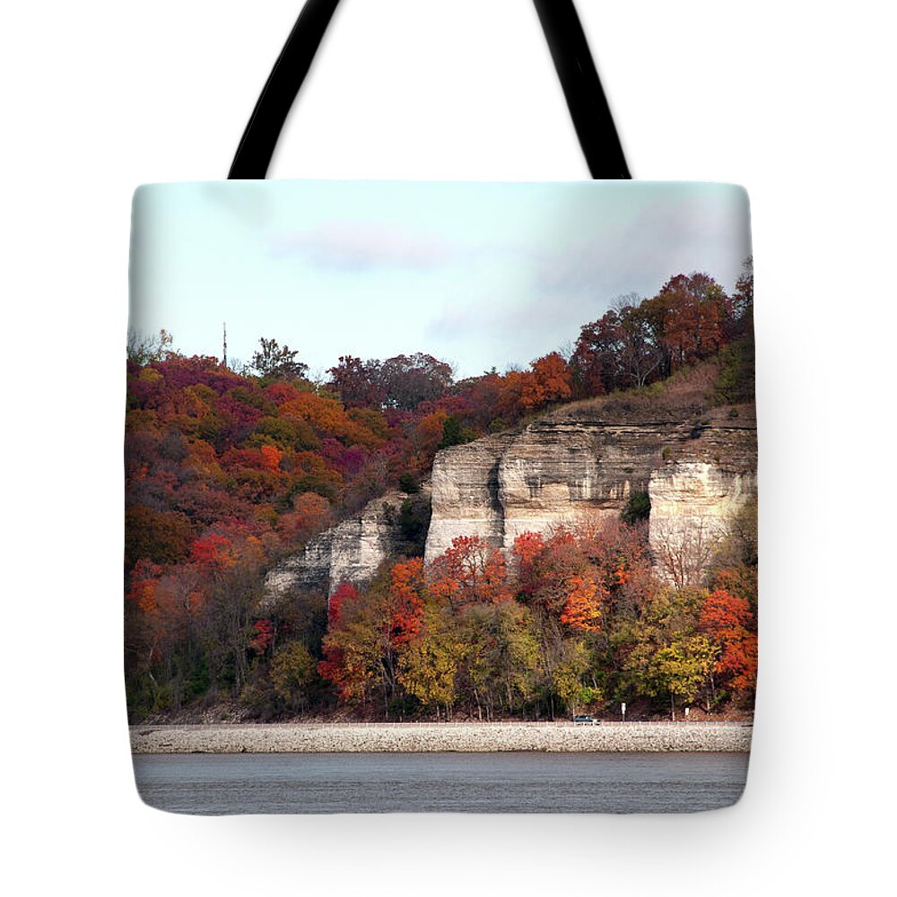 Missouri Tote Bag featuring the photograph Mississippi River Bluff by Steve Stuller