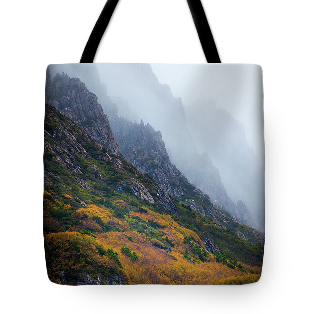 Scenics Tote Bag featuring the photograph Mist Over Cradle Mountain. Tasmania by John White Photos