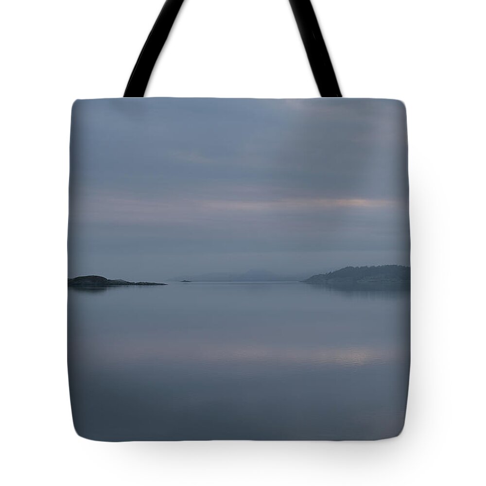 Sweden Tote Bag featuring the pyrography Misty day by Magnus Haellquist