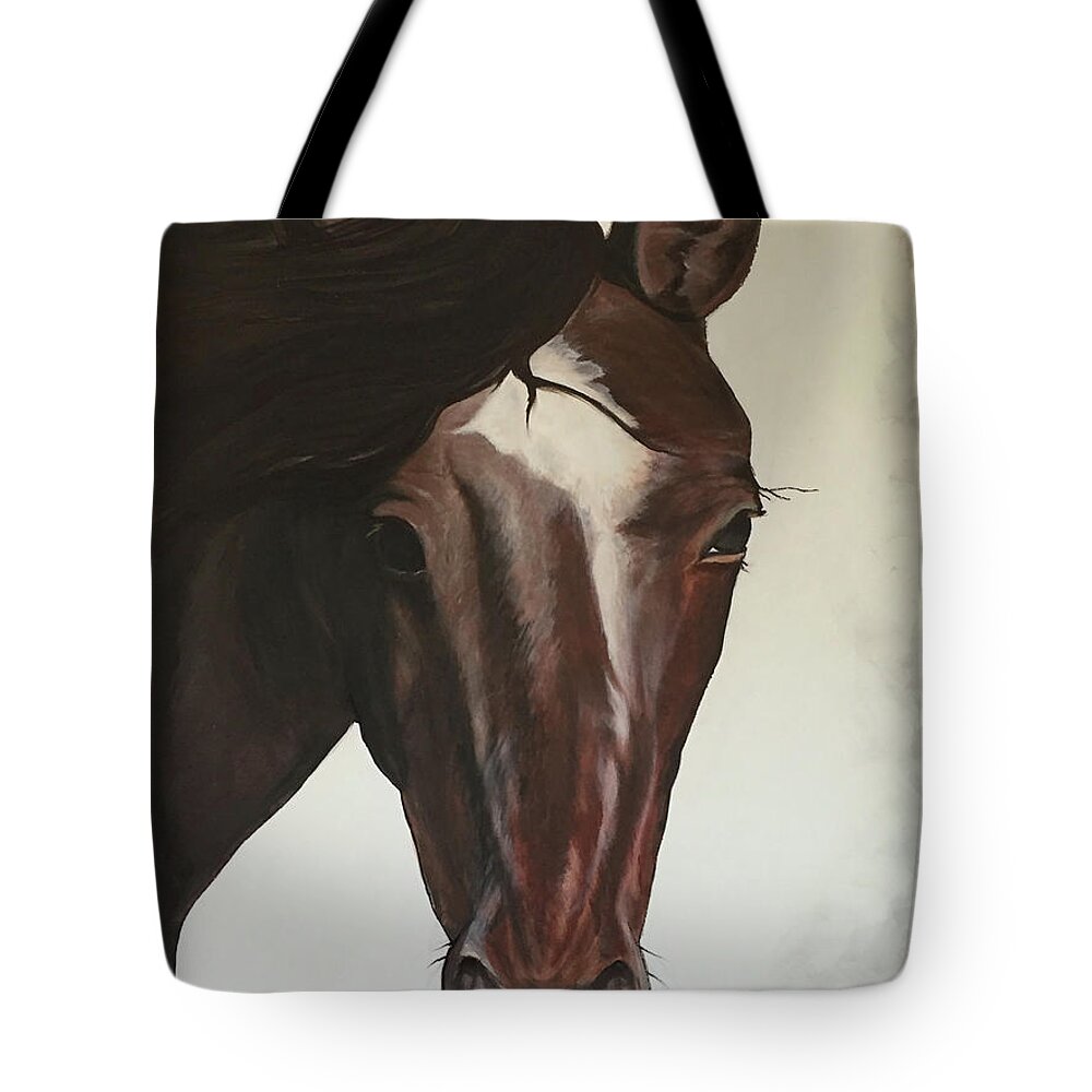 Horse Tote Bag featuring the painting Misty My Horse by Barbara Andrews