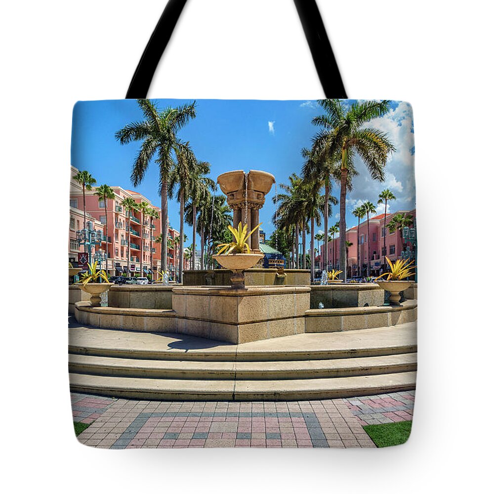 Estock Tote Bag featuring the digital art Mizner Park In Boca Raton, Fl by Glowcam