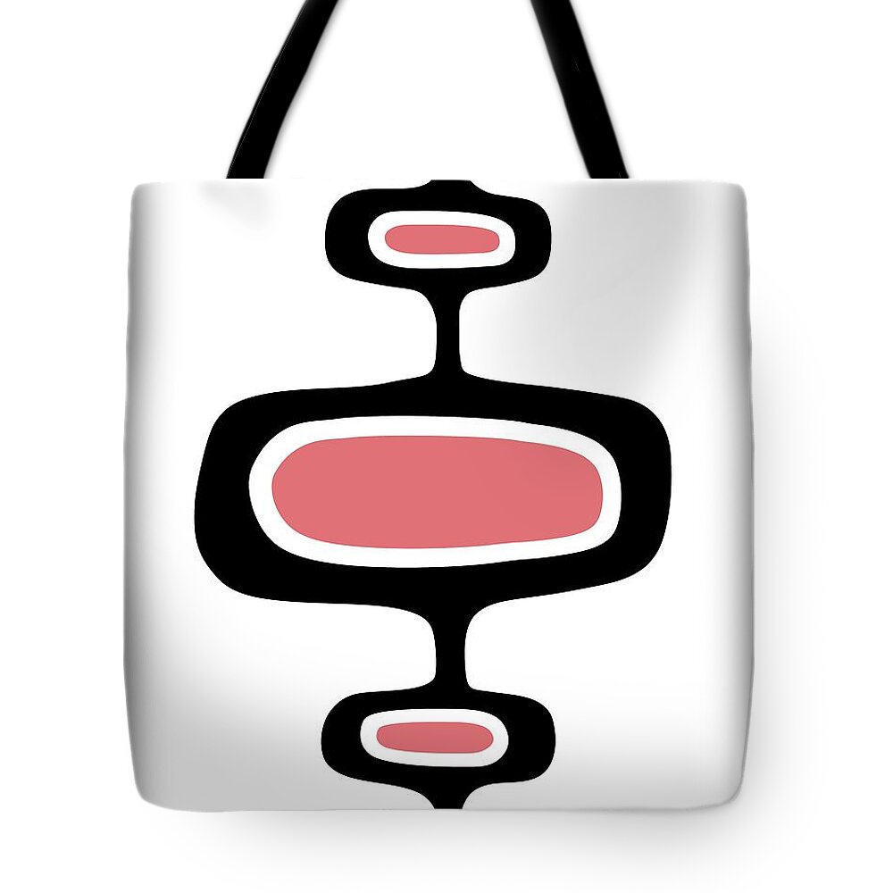 Mid Century Modern Tote Bag featuring the digital art Mod Pod One in Pink by Donna Mibus