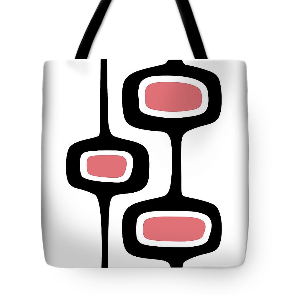Mid Century Modern Tote Bag featuring the digital art Mod Pod Two in Pink by Donna Mibus