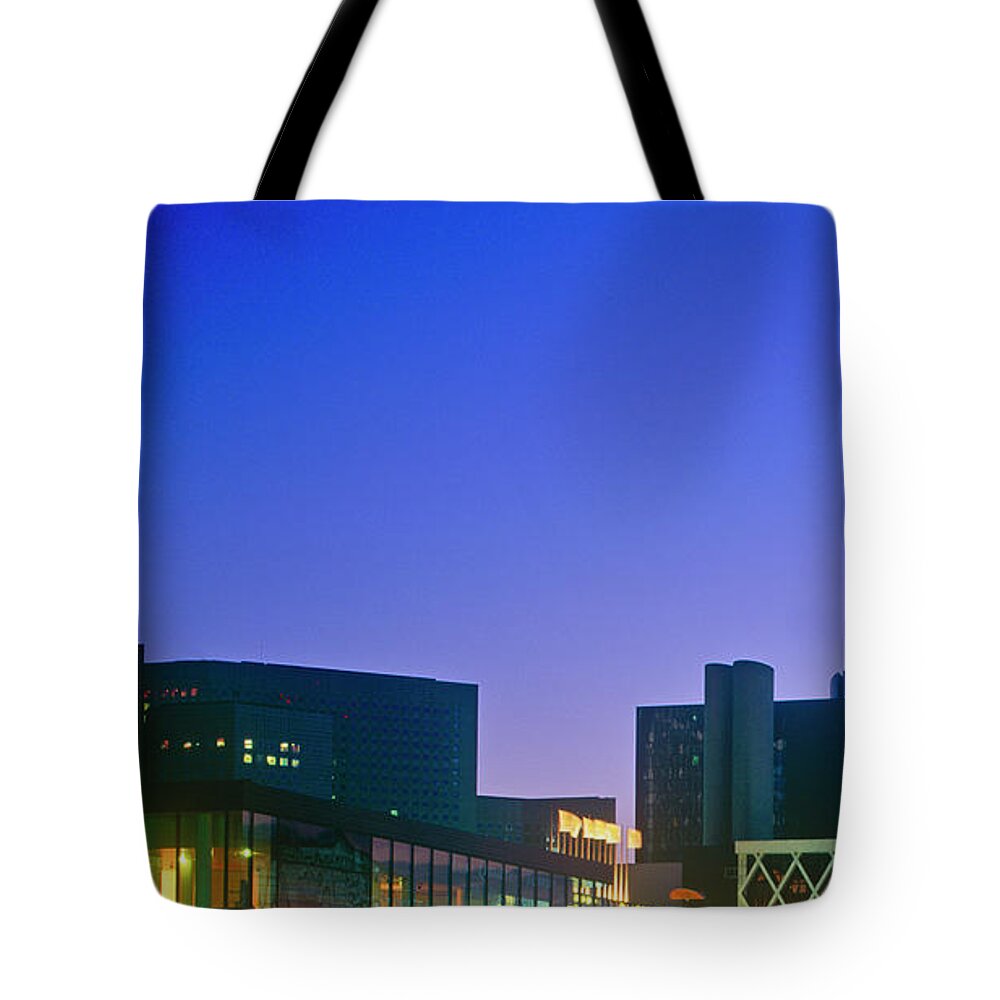 Clear Sky Tote Bag featuring the photograph Modern Business Architecture.paris by Kathy Collins