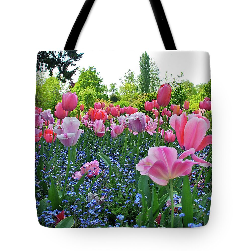 Flowerbed Tote Bag featuring the photograph Monets Garden by Glen Buto