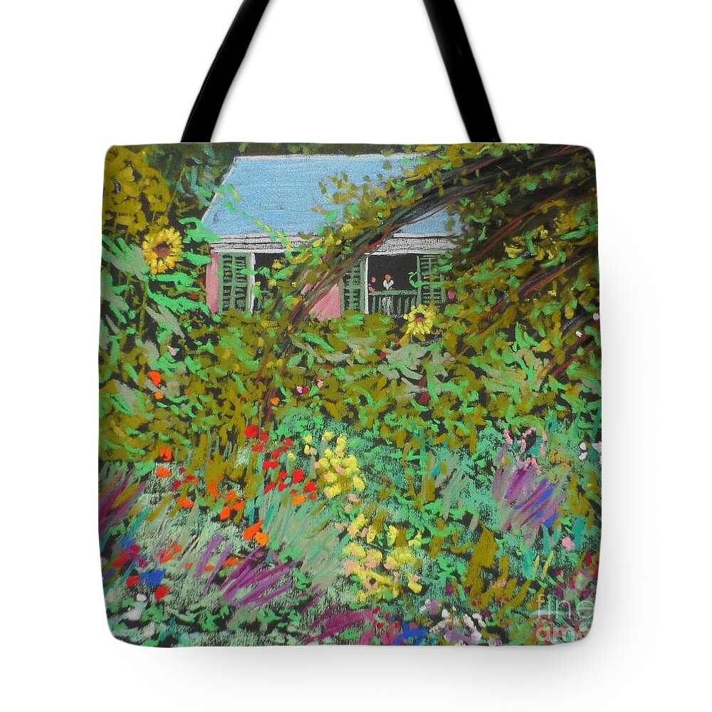 Garden Tote Bag featuring the pastel Monet's Garden by Rae Smith PAC