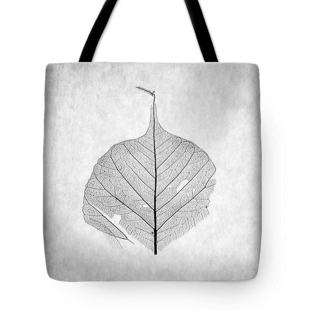 Leaf Tote Bag featuring the photograph Monotone Leaf Two of Three by Christopher Johnson