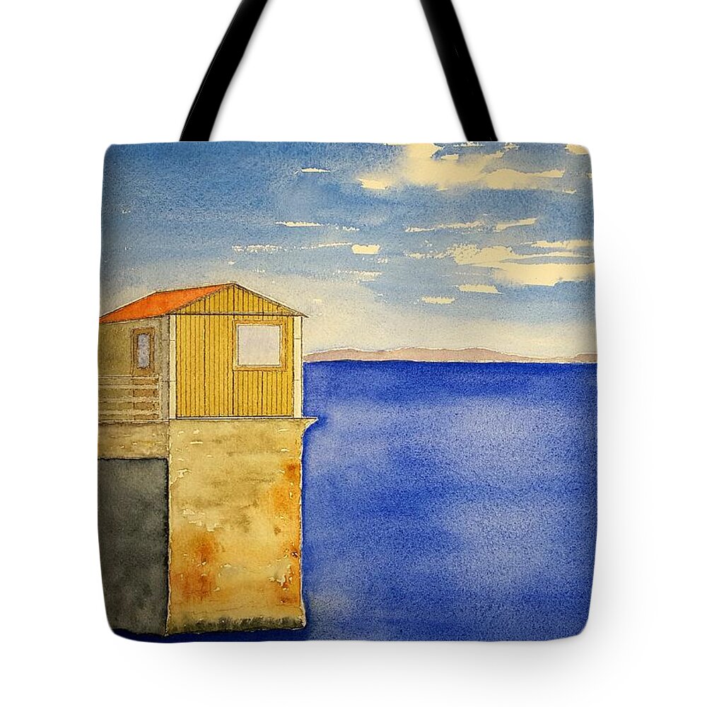 Watercolor Tote Bag featuring the painting Monterey Lore by John Klobucher