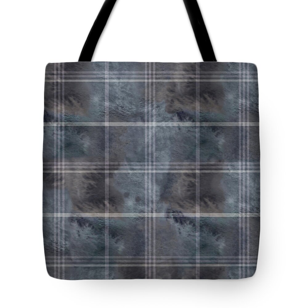 Pattern Tote Bag featuring the digital art Moody Blue Plaid by Sand And Chi